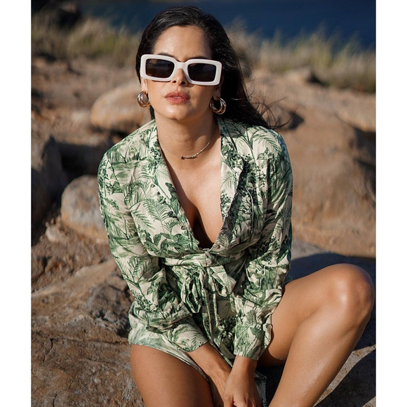 🌿 ZARA Green Printed Shirt Dress NWT | Belted Long Sleeve Collared M - Picture 6 of 16